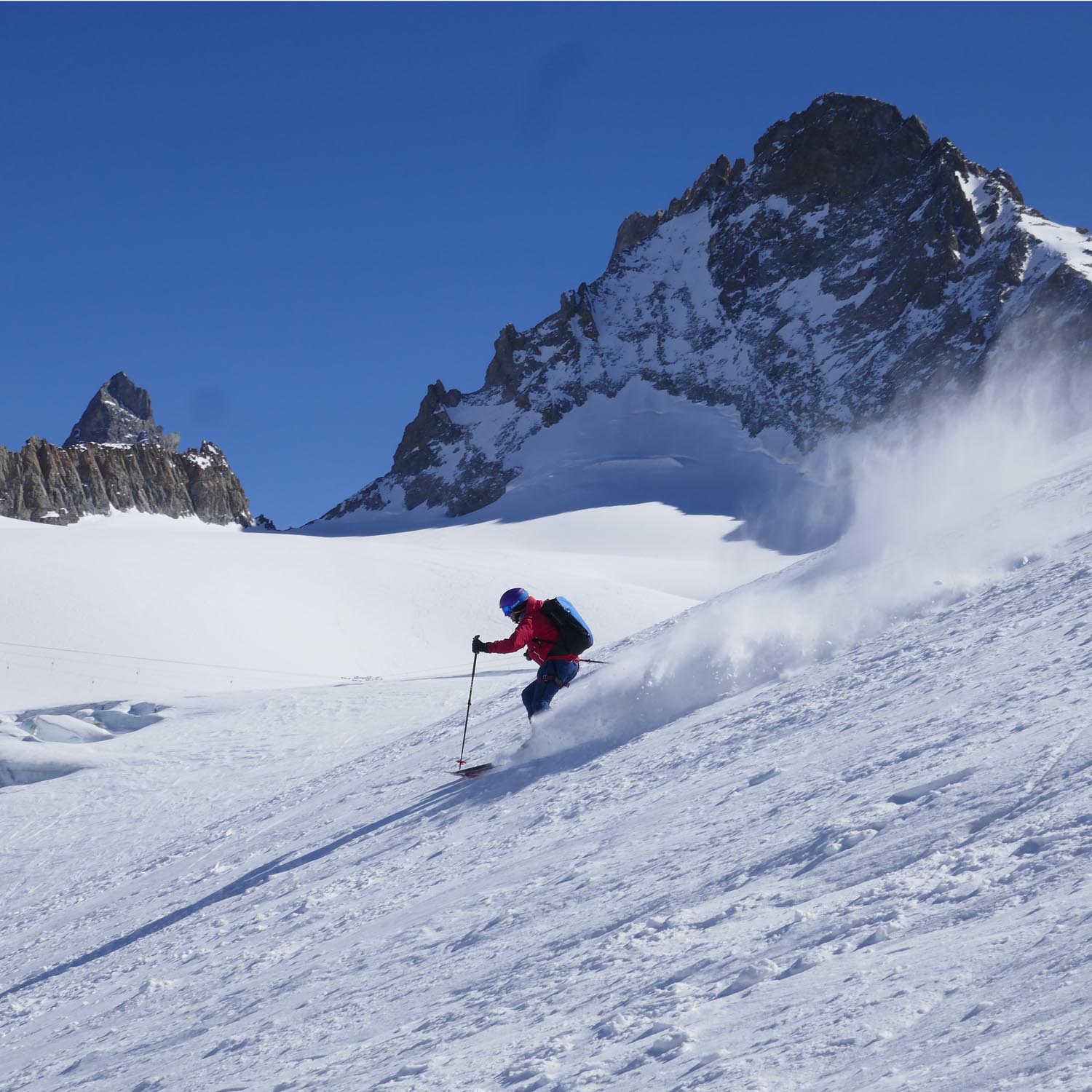 Beste Powder Bedingungen auf dem Glacier da la Girose über La Grave Freeride Paradis auf den Gletschern über La Grave, Glacier de la Girose